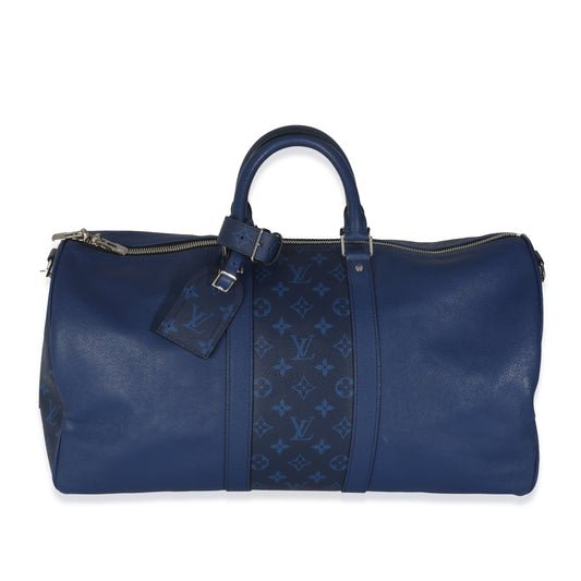 Louis Vuitton Cobalt Taiga Monogram Canvas Keepall Bandouliere 50