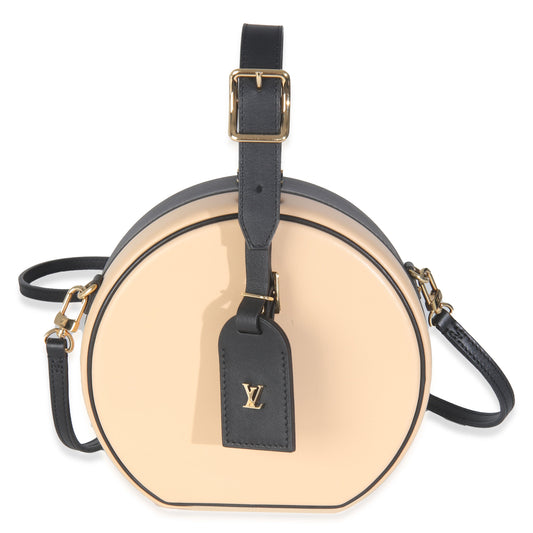 Louis Vuitton Black Beige Calfskin Petite Boite Chapeau