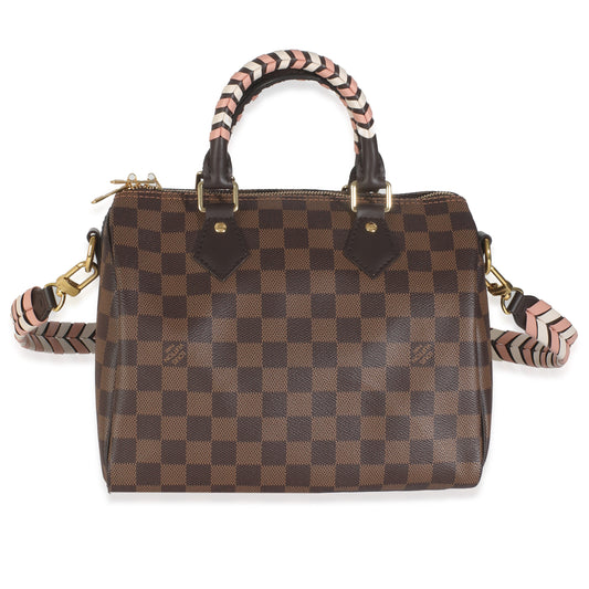 Louis Vuitton Damier Ebene Canvas Braided Speedy Bandouliere 25