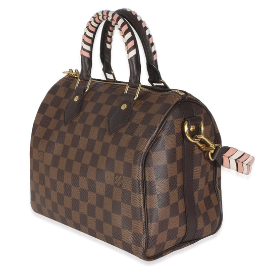 Louis Vuitton Damier Ebene Canvas Braided Speedy Bandouliere 25
