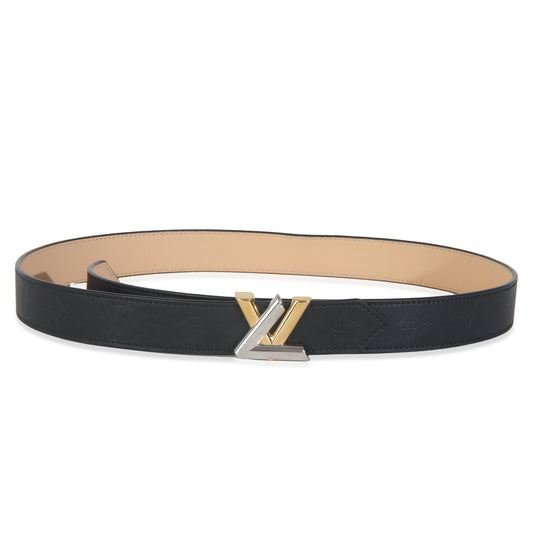Louis Vuitton Black Monogram Calfskin LV Twist Belt 90/36