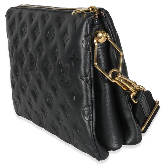 Louis Vuitton Black Monogram Embossed Lambskin Coussin PM