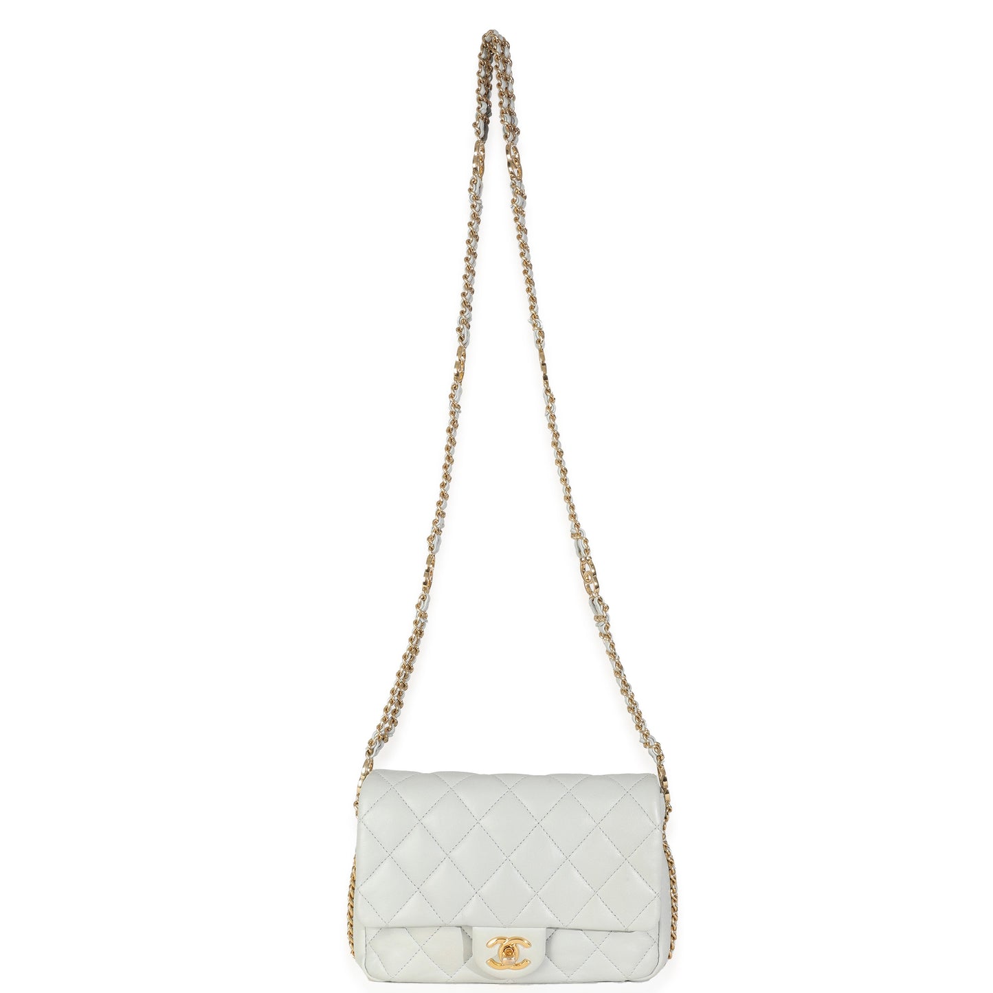 Chanel Light Blue Quilted Lambskin CC You Mini Flap Bag