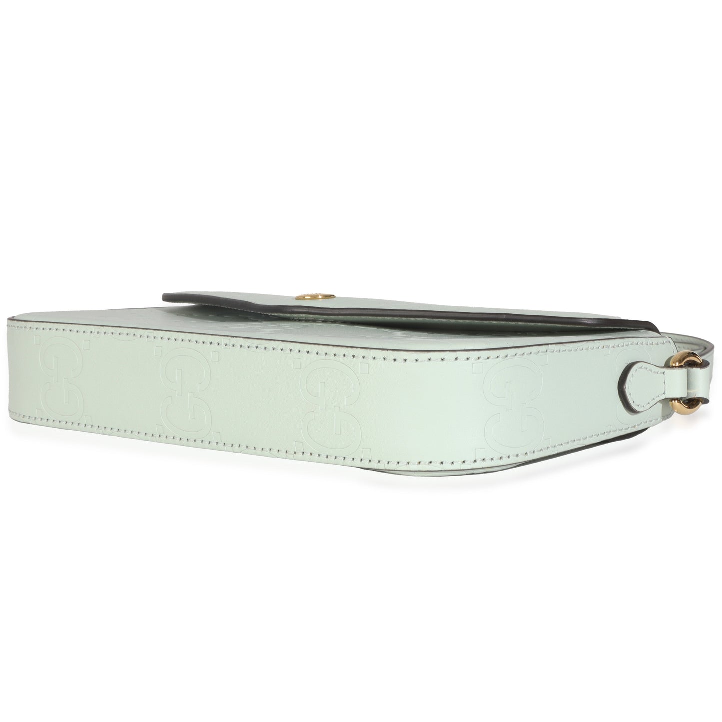Gucci Pale Green Calfskin GG Super Mini Shoulder Bag
