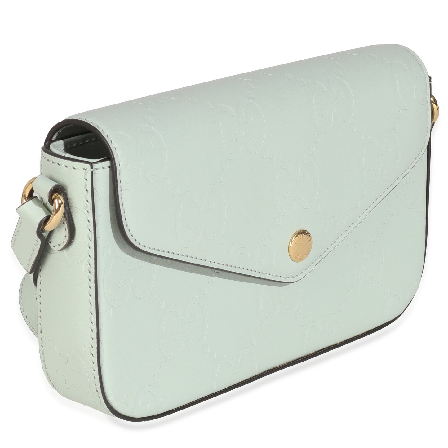 Gucci Pale Green Calfskin GG Super Mini Shoulder Bag