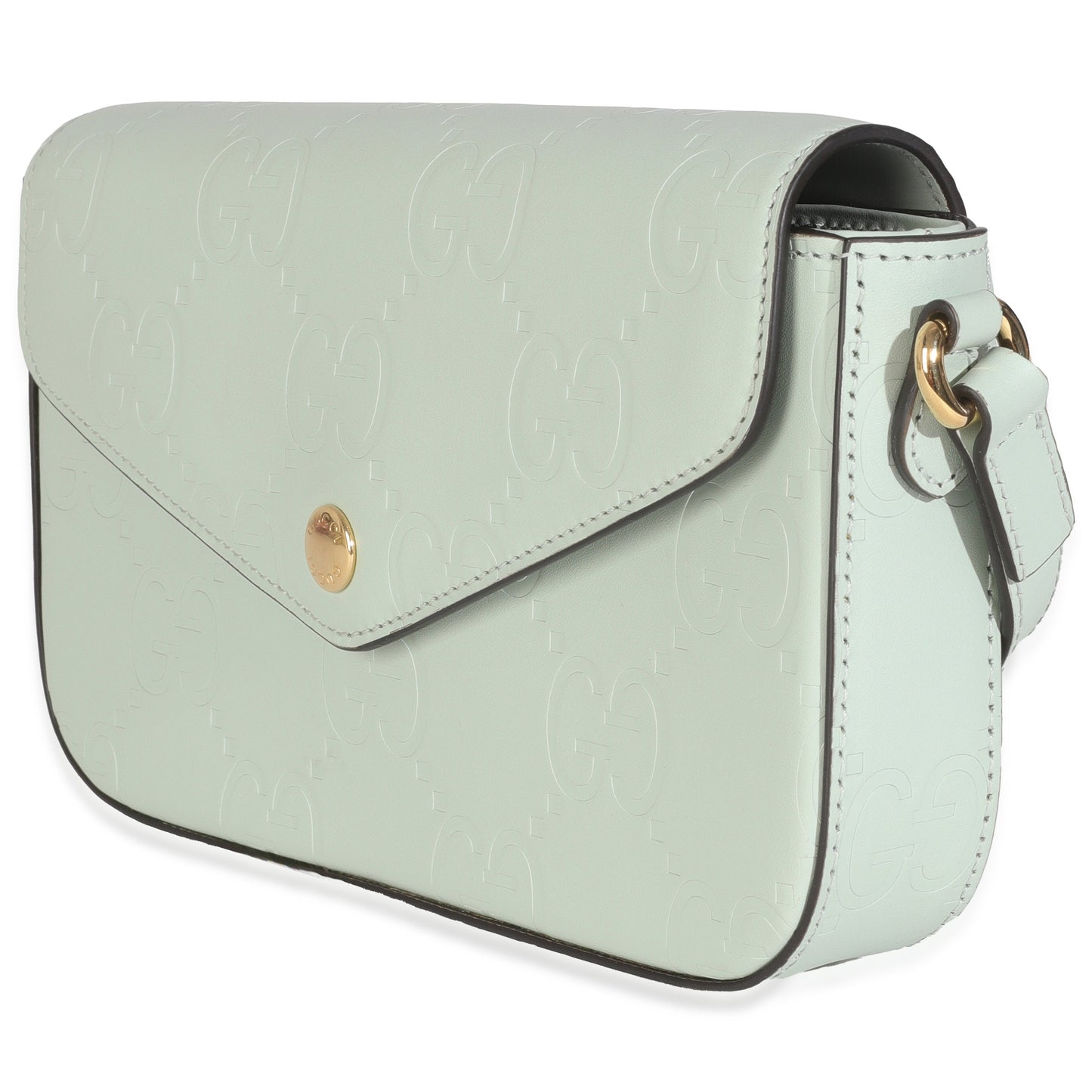 Gucci Pale Green Calfskin GG Super Mini Shoulder Bag