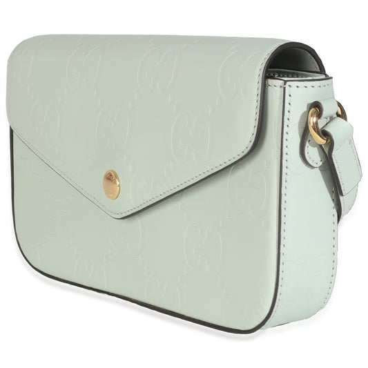 Gucci Pale Green Calfskin GG Super Mini Shoulder Bag