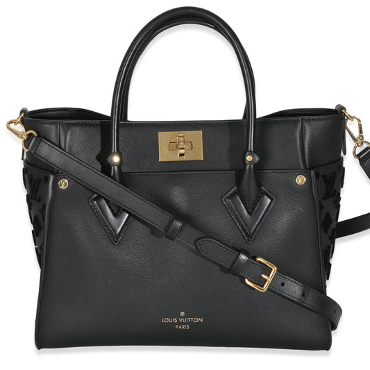 Louis Vuitton Black Calfskin Monogram Tufting On My Side MM