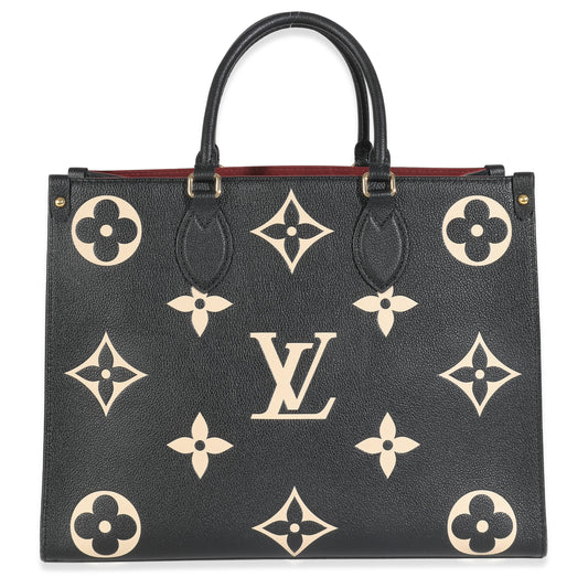Louis Vuitton Black Cream Monogram Giant Bicolor Empreinte Onthego MM