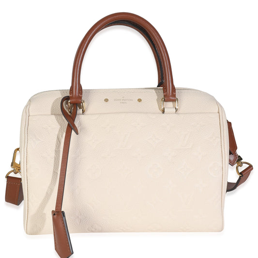 Louis Vuitton Cream Empreinte Caramel Calfskin Speedy Bandouliere 25 NM