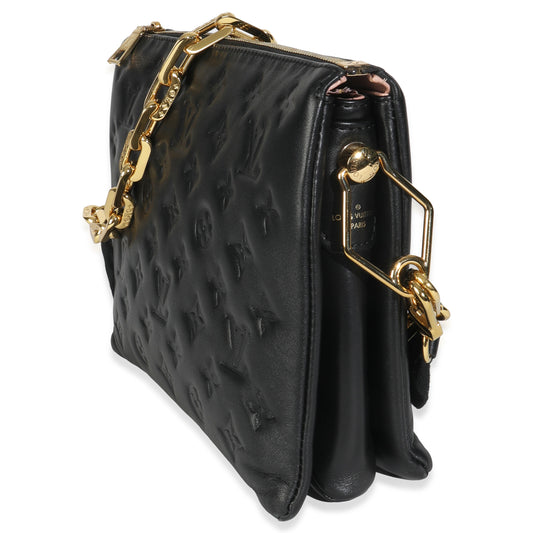 Louis Vuitton Black Monogram Embossed Lambskin Coussin PM