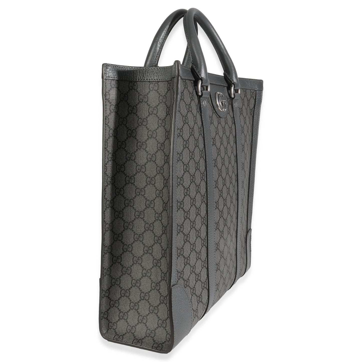 Gucci Grey Black GG Coated Canvas Ophidia Medium Tote