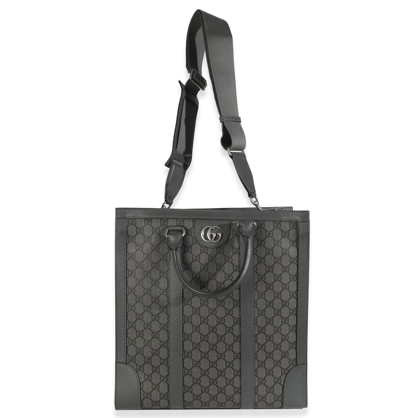 Gucci Grey Black GG Coated Canvas Ophidia Medium Tote