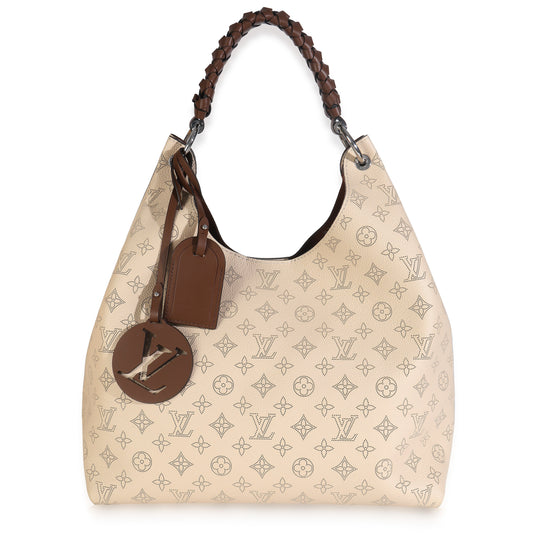 Louis Vuitton Creme Monogram Mahina Carmel Hobo