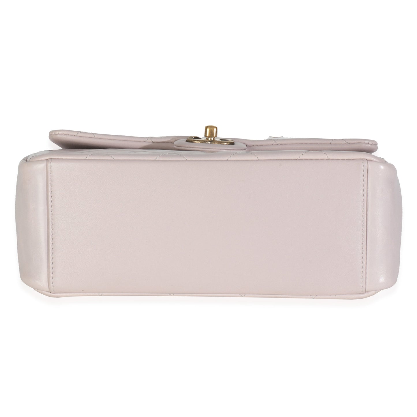 Chanel Light Pink Quilted Glazed Calfskin Medium Gold Bar Top Handle Flap Bag