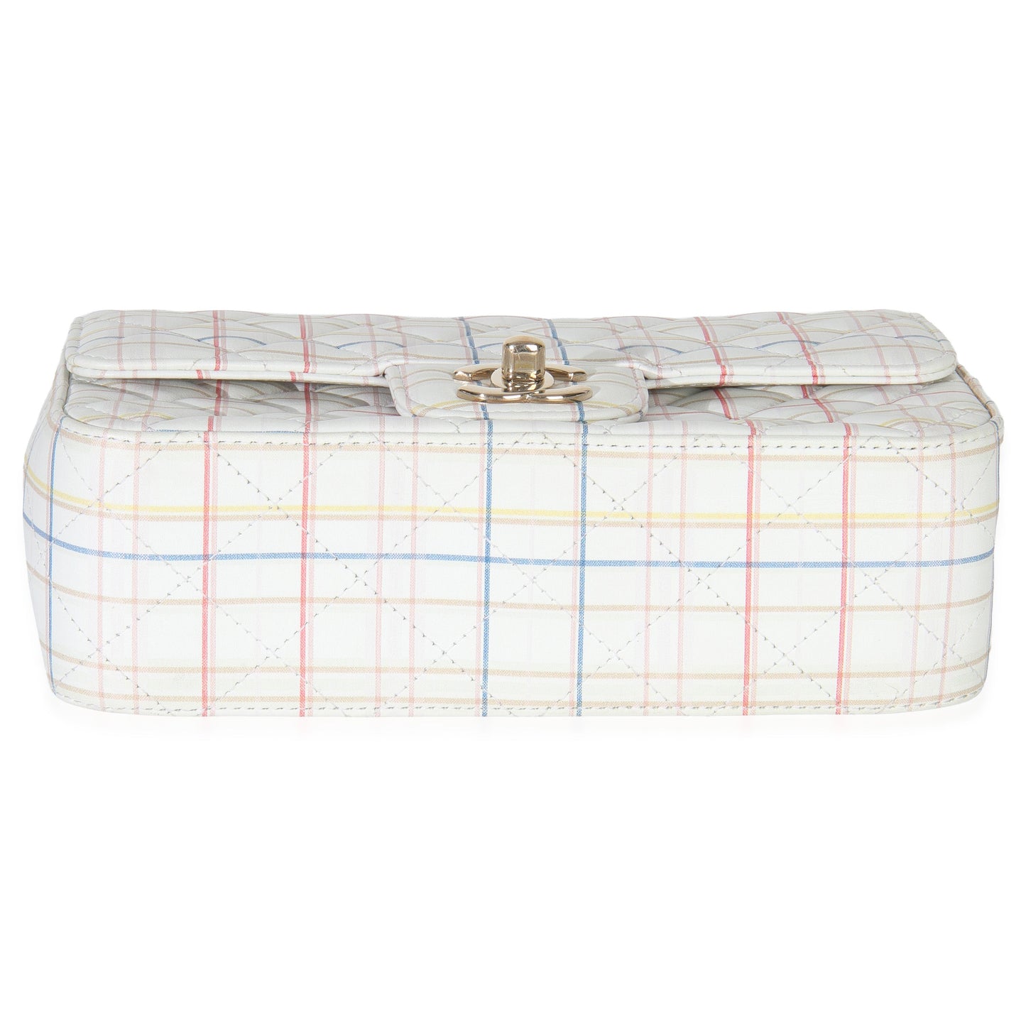 Chanel White Multicolor Calfskin Tweed Print Mini Rectangular Flap Bag