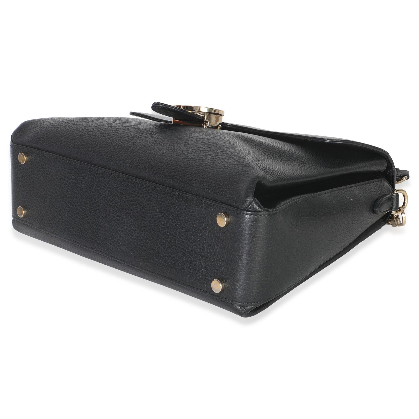 Gucci Black Pebbled Calfskin Medium Interlocking G Flap Bag