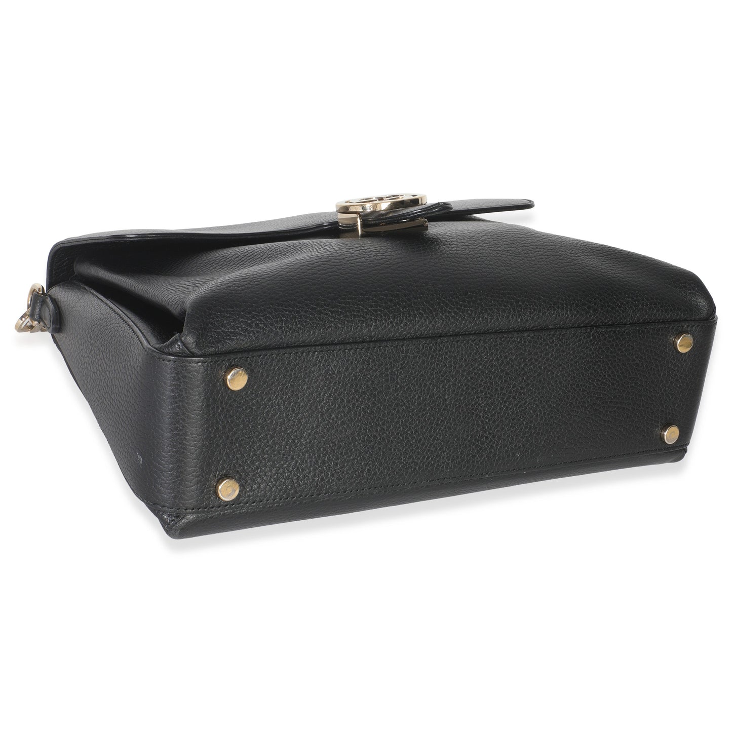 Gucci Black Pebbled Calfskin Medium Interlocking G Flap Bag