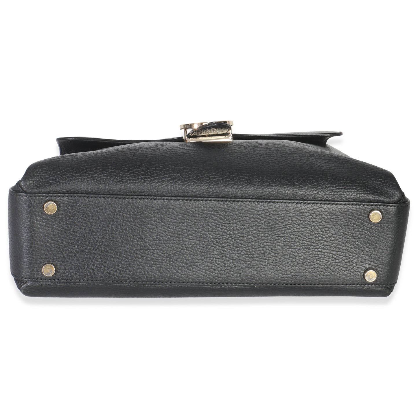 Gucci Black Pebbled Calfskin Medium Interlocking G Flap Bag