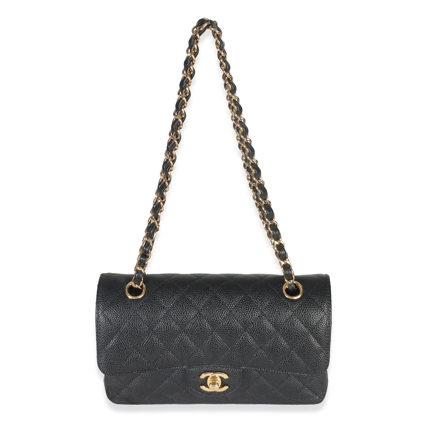 Chanel Black Quilted Caviar Small Classic Double Flap Bag