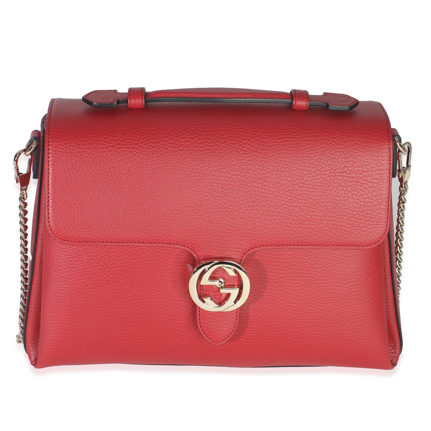 Gucci Red Dollar Calfskin Medium Interlocking G Top Handle Bag