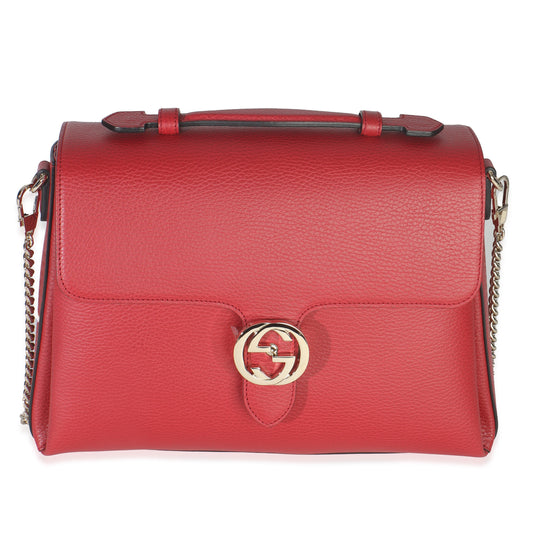 Gucci Red Dollar Calfskin Medium Interlocking G Top Handle Bag