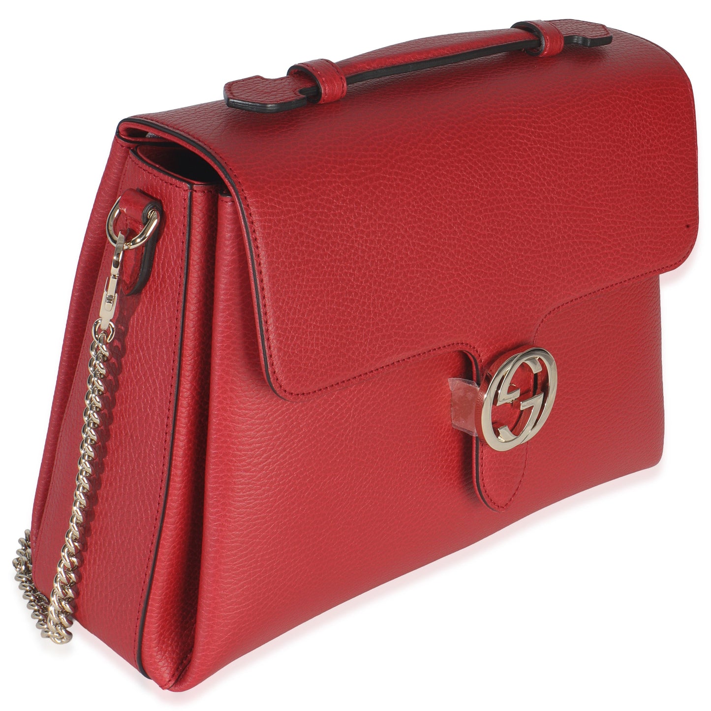 Gucci Red Dollar Calfskin Medium Interlocking G Top Handle Bag