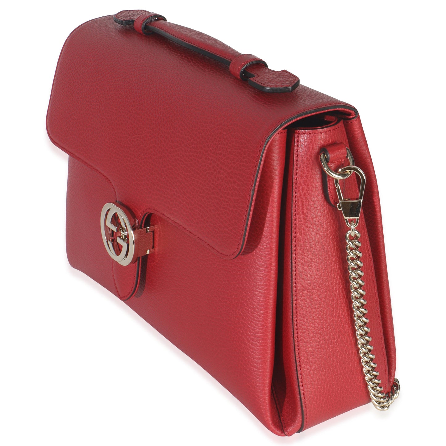 Gucci Red Dollar Calfskin Medium Interlocking G Top Handle Bag