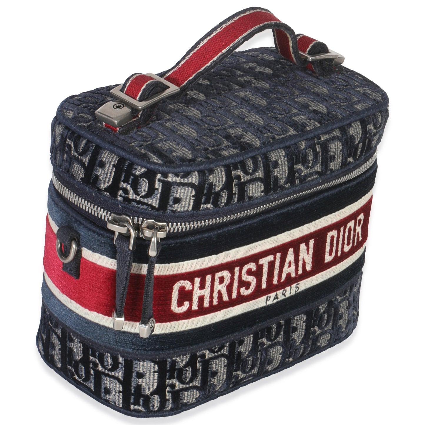 Dior Blue Red Velvet Oblique Diortravel Vanity Case