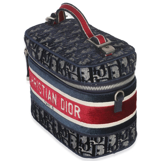 Dior Blue Red Velvet Oblique Diortravel Vanity Case