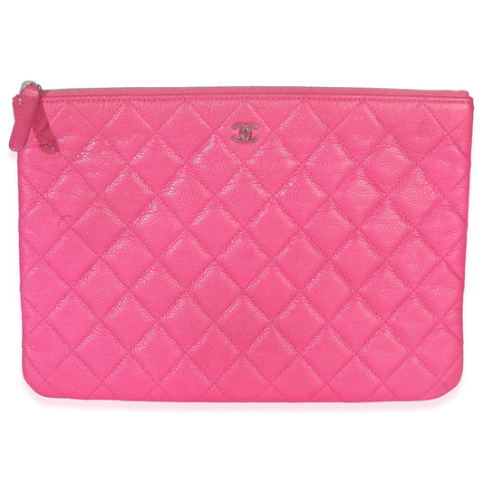 Chanel Pink Quilted Lambskin Medium Casino Beauty CC Cosmetic Case