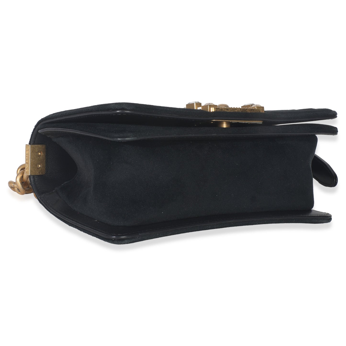 Chanel Black Quilted Velvet Strass Small Boy Bag
