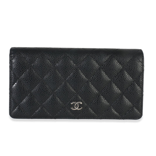 Chanel Black Quilted Caviar Yen Flap Wallet
