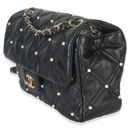 Chanel Black Pearl Studded Lambskin Medium CC Flap Bag