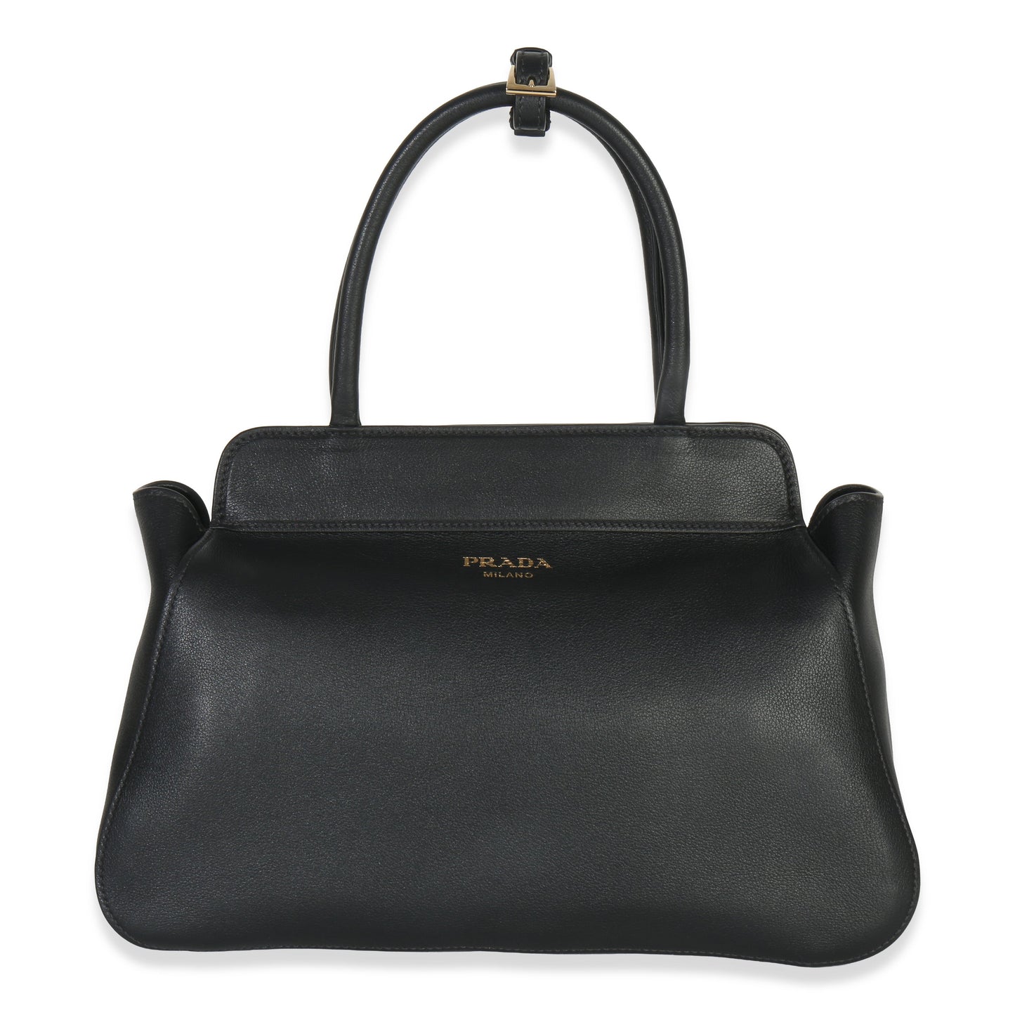 Prada Black Soft Grain Calfskin Medium Tote