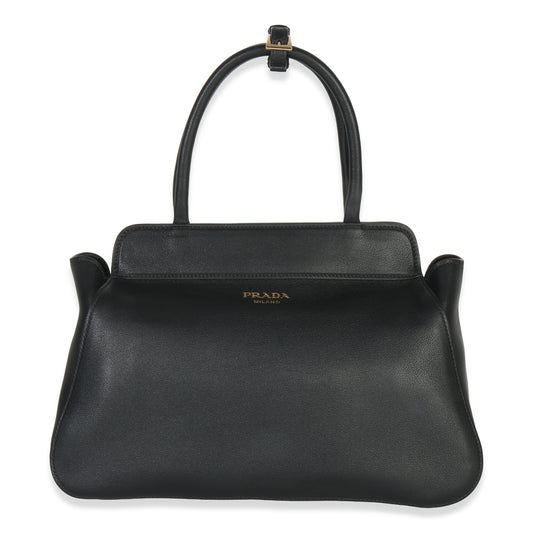 Prada Black Soft Grain Calfskin Medium Tote