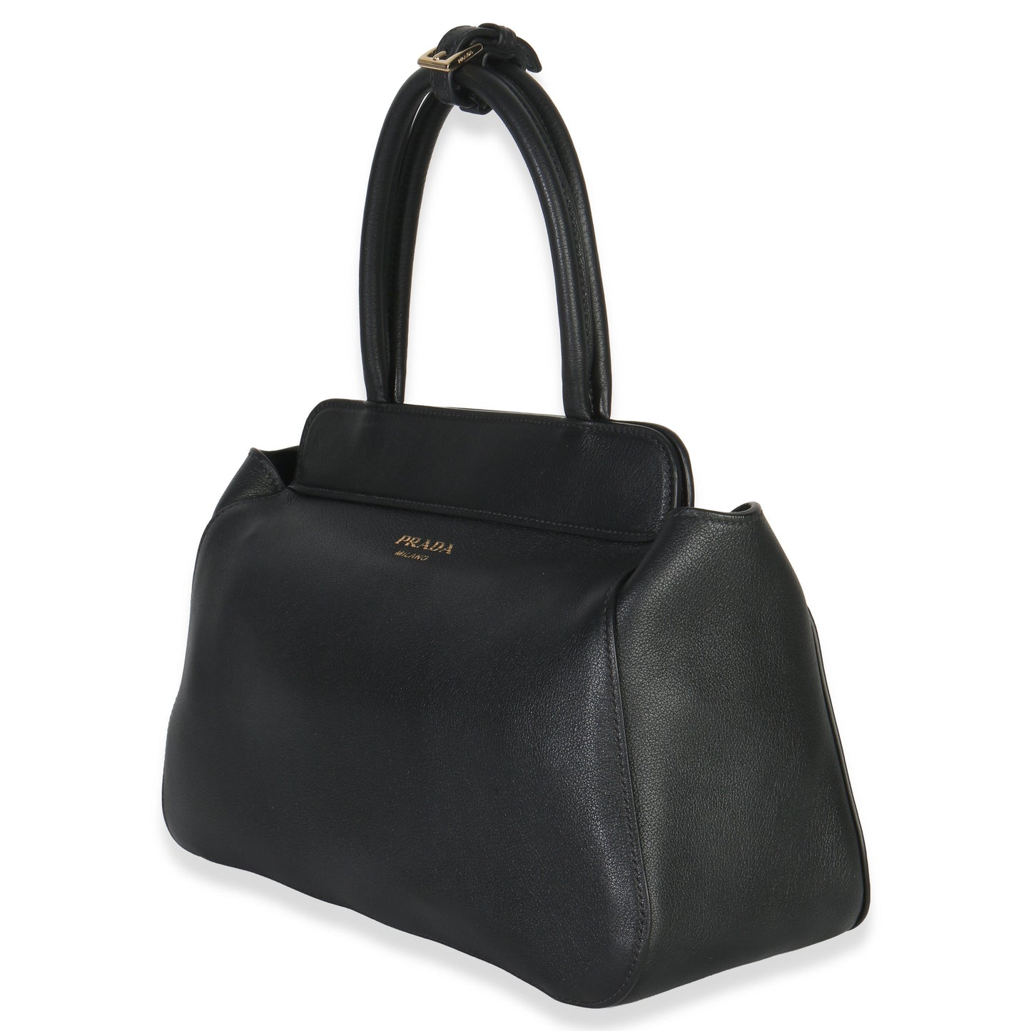 Prada Black Soft Grain Calfskin Medium Tote