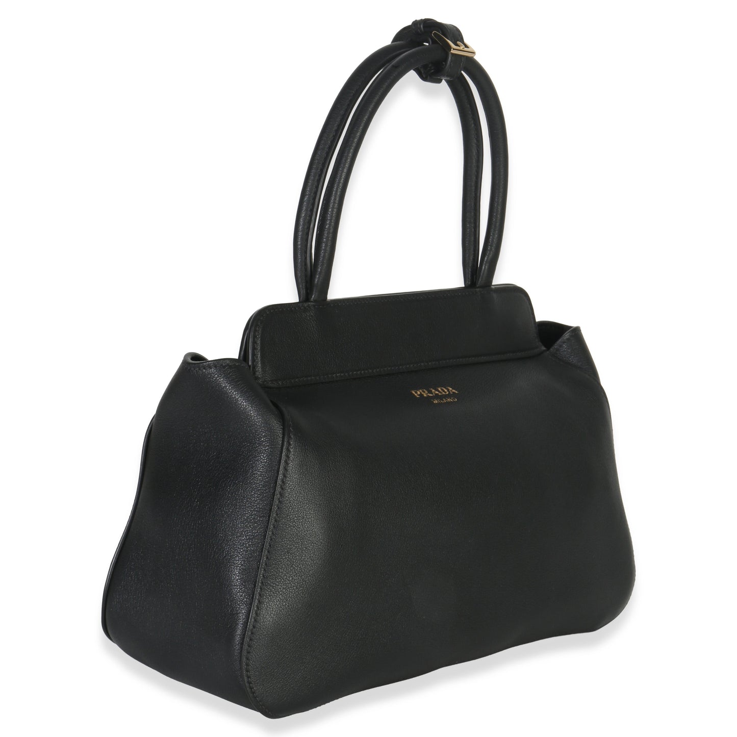 Prada Black Soft Grain Calfskin Medium Tote