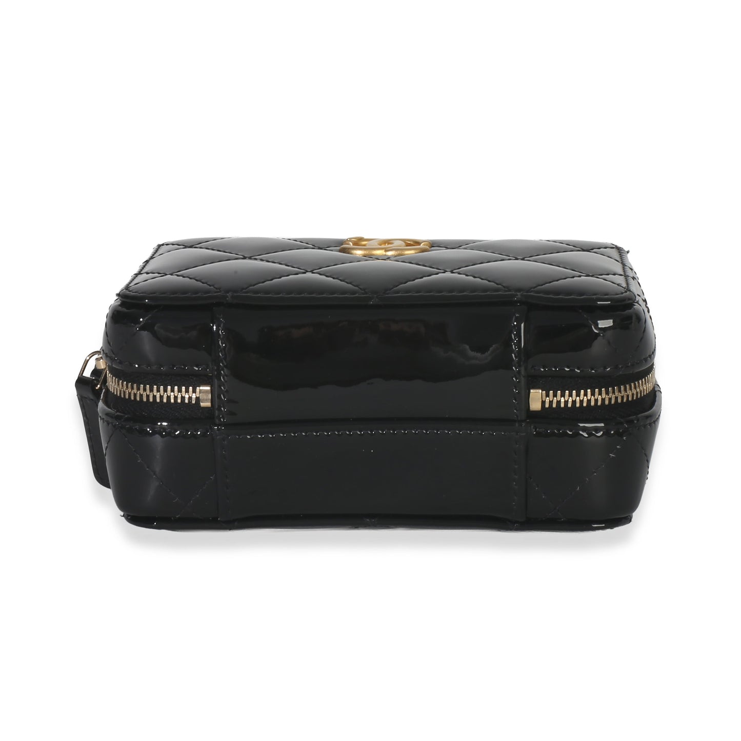 Chanel Black Quilted Patent Mini Vanity Chain Bag
