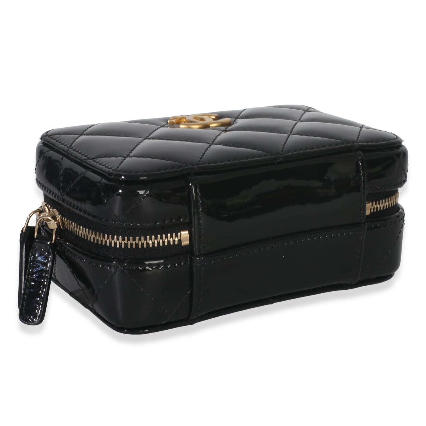Chanel Black Quilted Patent Mini Vanity Chain Bag