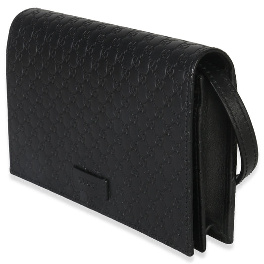Gucci Black Microguccissima Crossbody Wallet