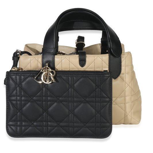 Dior Rope Beige Black Calfskin Macrocannage Small Toujours