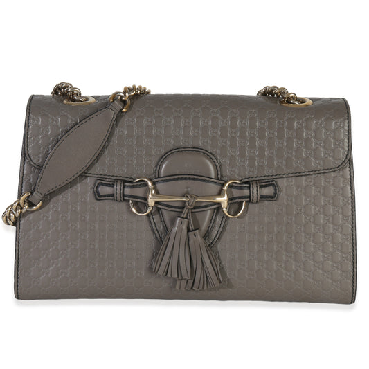 Gucci Grey Guccissima Emily Leather Medium Chain Shoulder Bag