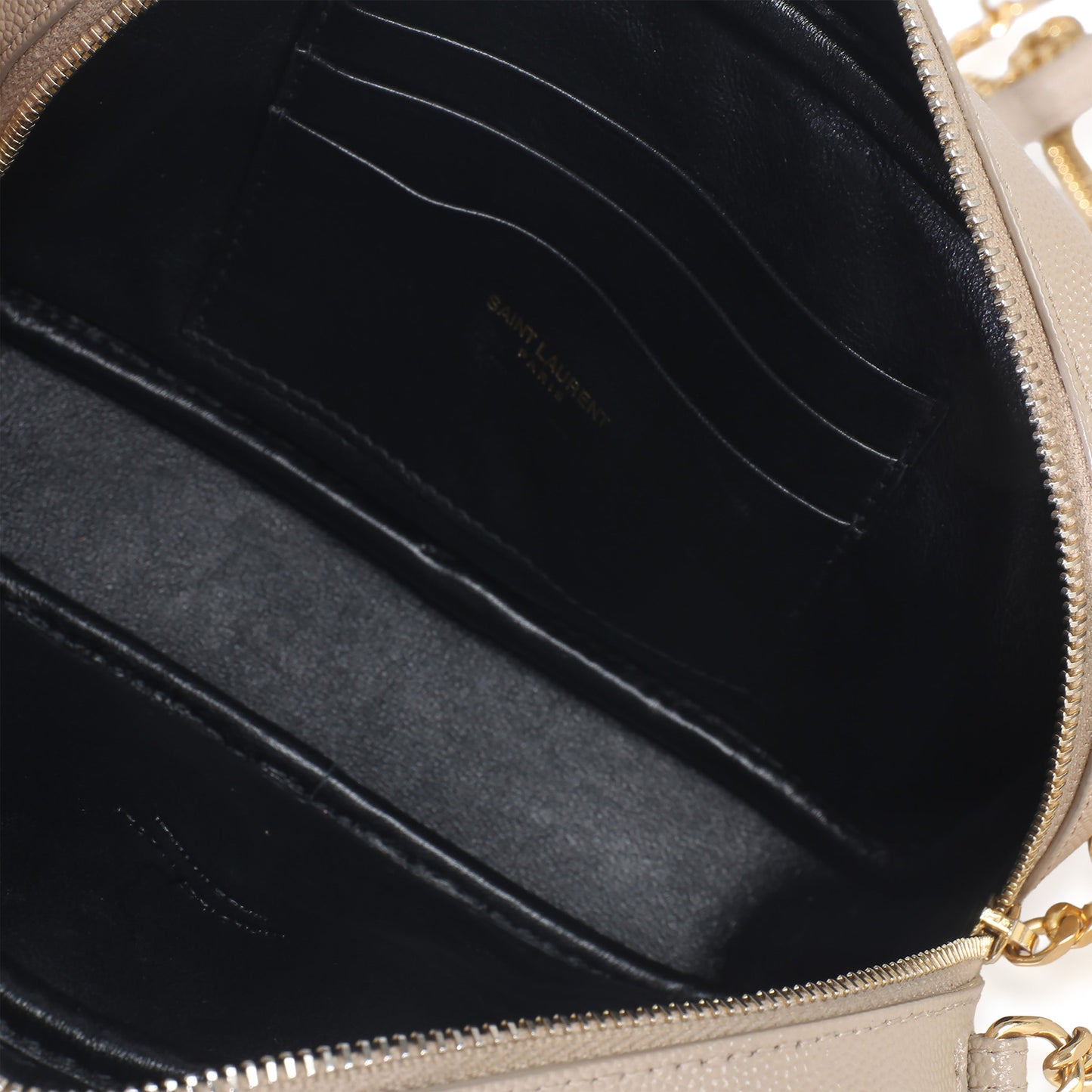 Saint Laurent Beige Grain De Poudre Matelasse Mini Lou Camera Bag