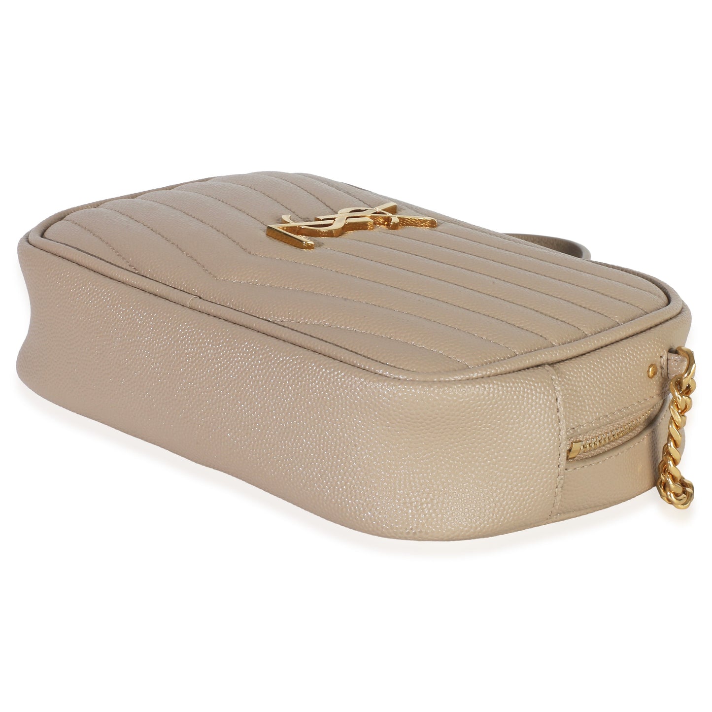 Saint Laurent Beige Grain De Poudre Matelasse Mini Lou Camera Bag