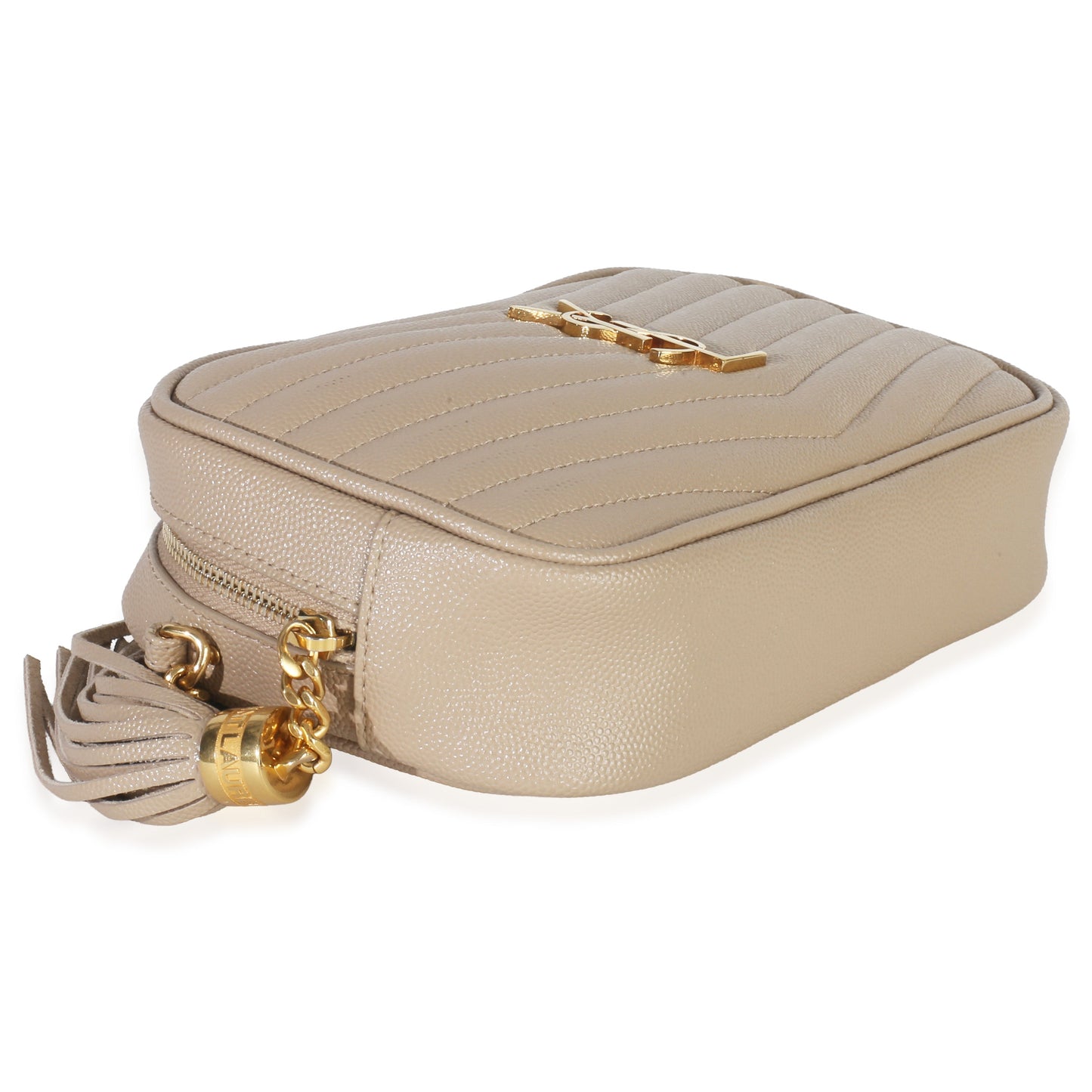 Saint Laurent Beige Grain De Poudre Matelasse Mini Lou Camera Bag