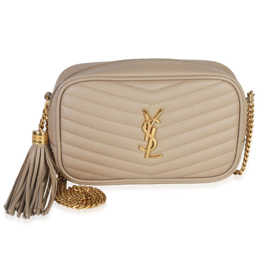 Saint Laurent Beige Grain De Poudre Matelasse Mini Lou Camera Bag