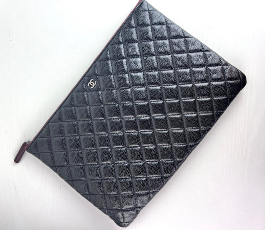 Chanel large O-Case Pouch Caviar Leather