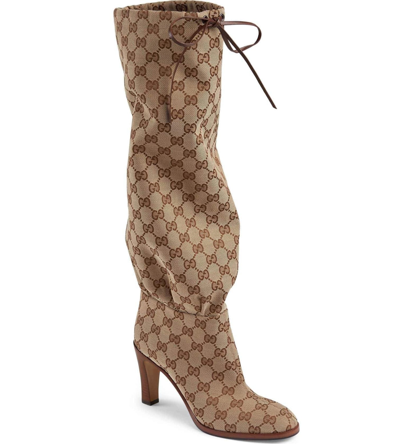 GUCCI MONOGRAM LISA TIE BOOTS