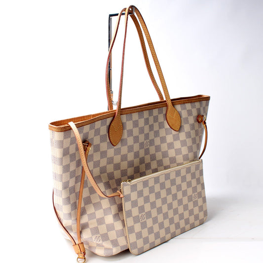 Louis Vuitton Neverfull W/Wallet MM Damier Azur